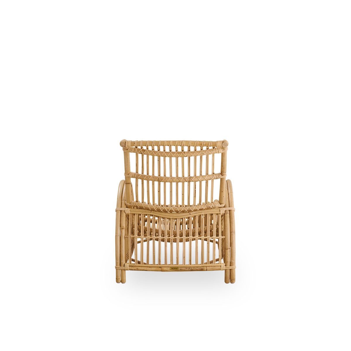 Rückansicht des Paris-Loungesessels, ikonisches Design von Arne Jacobsen. Handgefertigt aus hochwertigem Rattan.