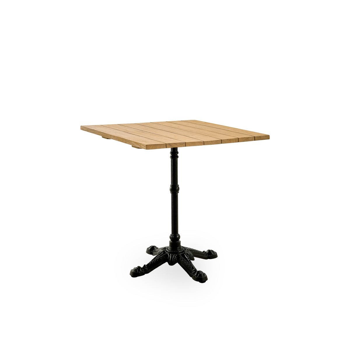 Dies ist ein Bild vom Lyon Café Table-Fuß mit Teakplatte.