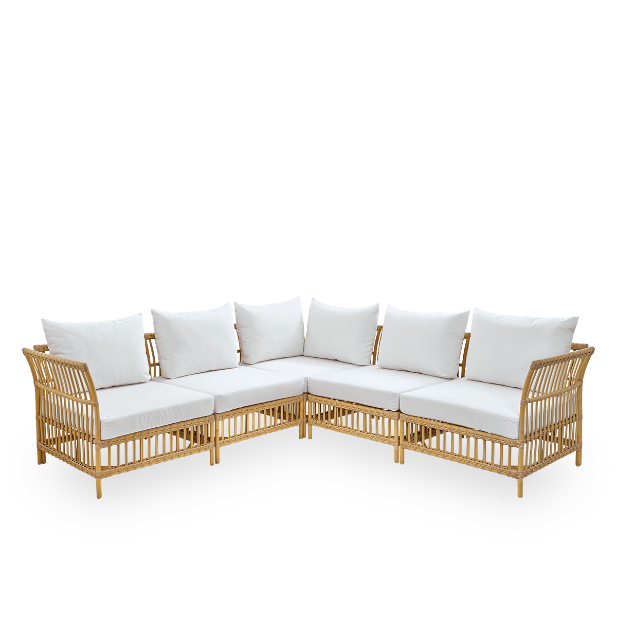 Dies ist ein Nahaufnahmebild von Maggie Sofa Corner Module in natural aluminium artfibre.