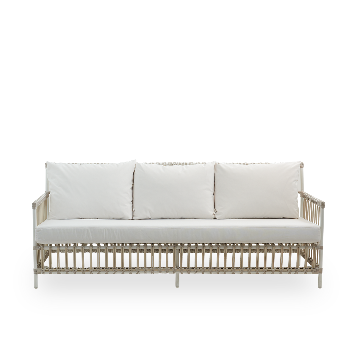 Dies ist ein Nahaufnahmebild von Caroline Exterior Sofa in dove White Aluminium ArtFibre.