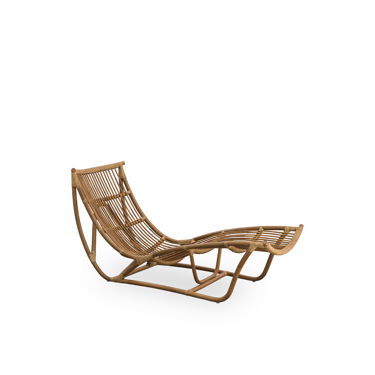 Seitenansicht des Michelangelo Tagesbetts in Antique-Braun-Rattan-Farbe. Handgefertigt aus hochwertigem indonesischem Rattan.