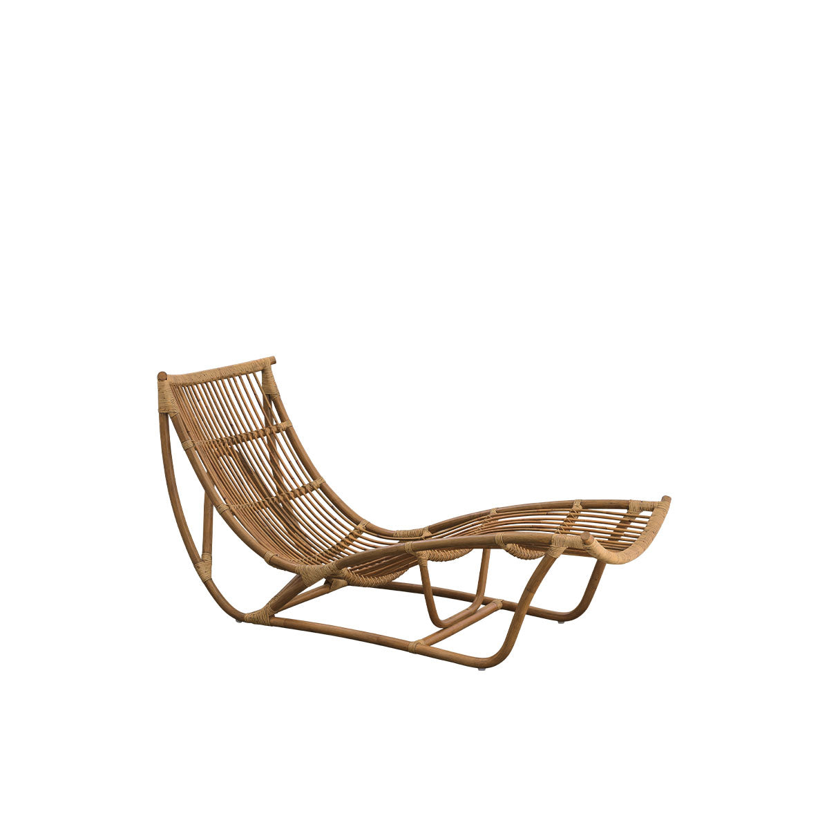 Seitenansicht des Michelangelo Tagesbetts in Antique-Braun-Rattan-Farbe. Handgefertigt aus hochwertigem indonesischem Rattan.