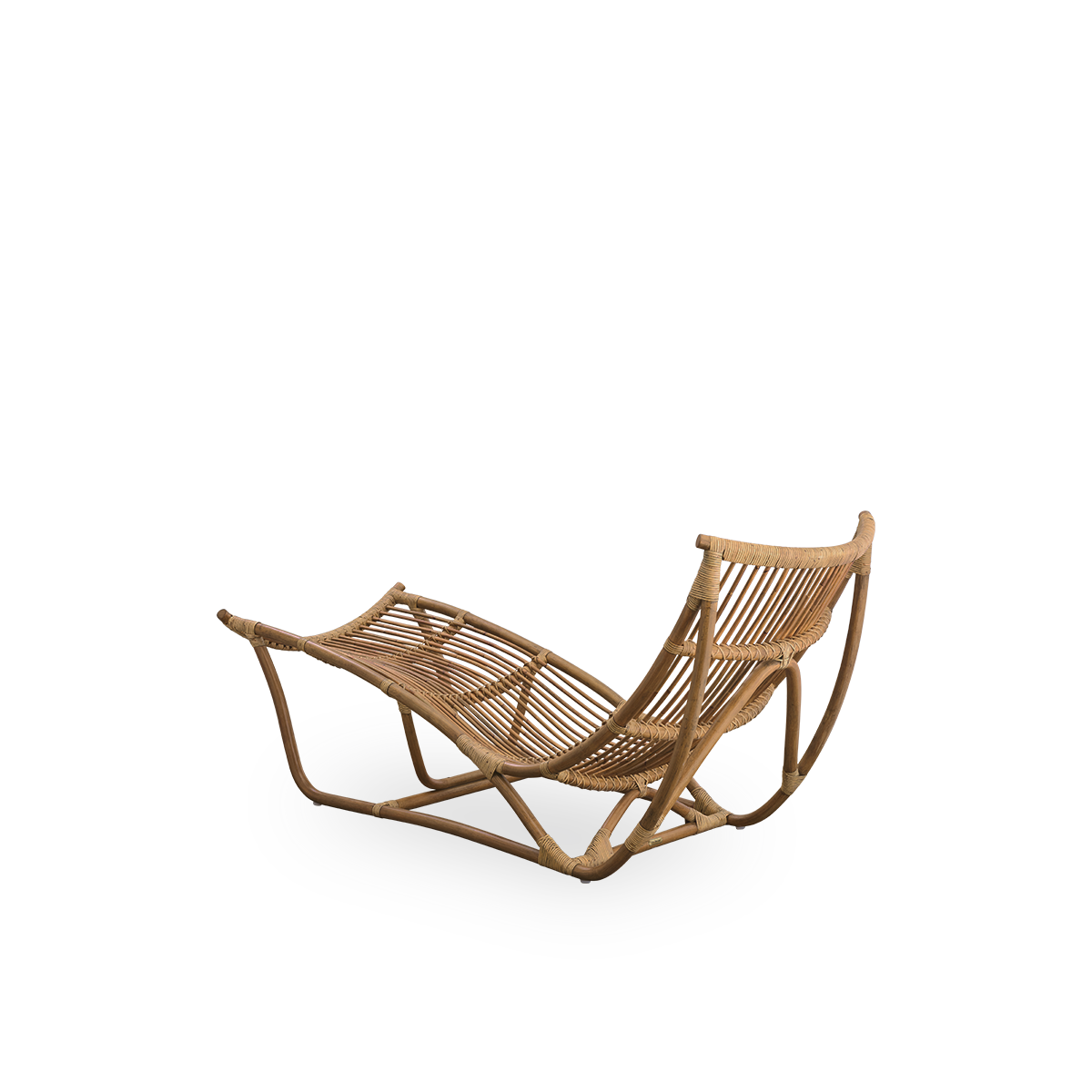 Rückansicht des Michelangelo Daybeds in Antikbraun-Rattanfarbe.
Handgefertigt aus hochwertigem indonesischem Rattan.