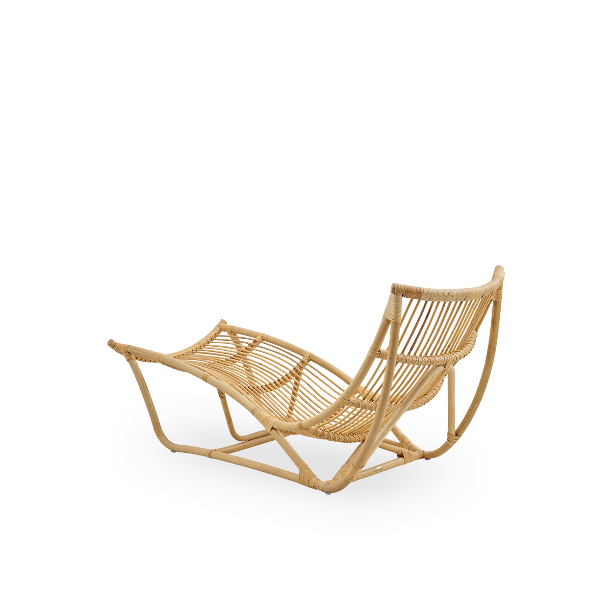 Rückansicht des Michelangelo-Daybeds in naturfarbenem Rattan. Handgefertigt aus hochwertigem indonesischem Rattan.