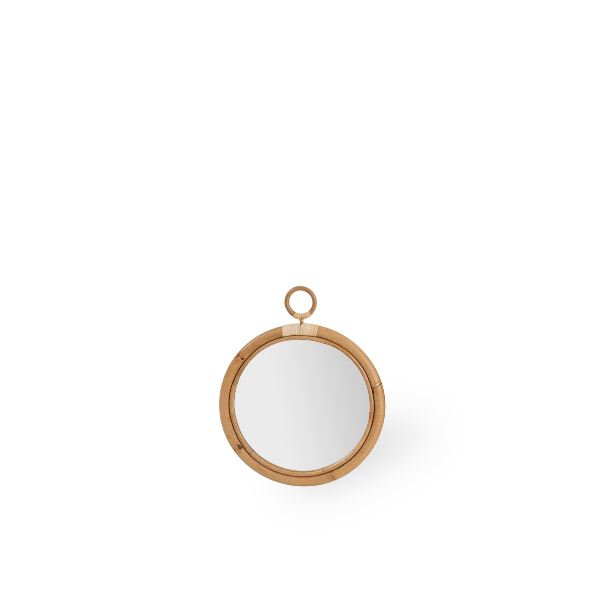 Runder Ella Rattan-Spiegel, Größe Medium, Durchmesser 40 cm. Handgefertigt aus hochwertigem indonesischem Rattan.