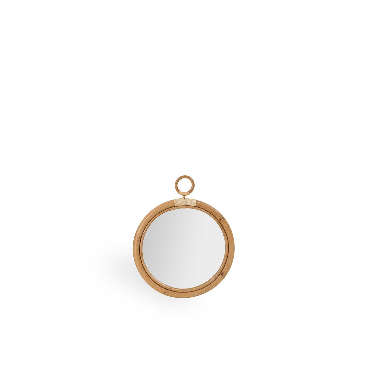 Runder Ella Rattan-Spiegel, Größe Medium, Durchmesser 40 cm. Handgefertigt aus hochwertigem indonesischem Rattan.
