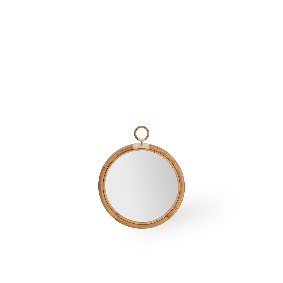 Runder Ella Rattan-Spiegel, Größe Medium, Durchmesser 45 cm. Handgefertigt aus hochwertigem indonesischem Rattan.