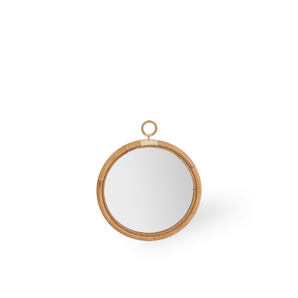 Runder Ella Rattan-Spiegel, Größe Large, Durchmesser 50 cm. Handgefertigt aus hochwertigem indonesischem Rattan.