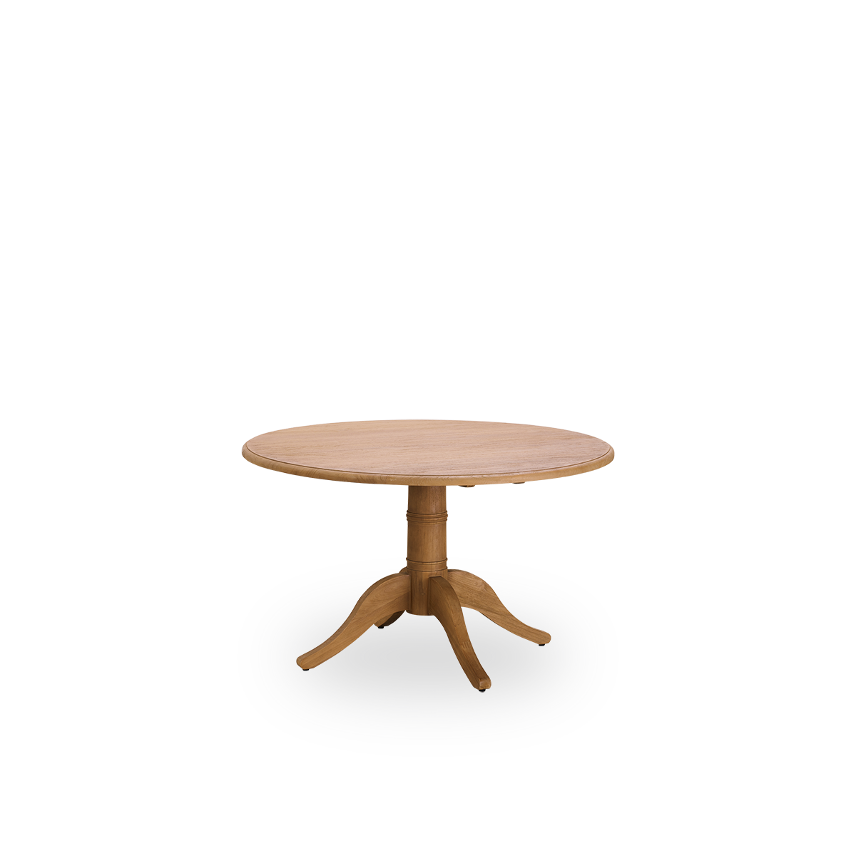 Dies ist ein Nahaufnahmebild von Michel Teak Dining Table Ø120 cm in teak indoor.
