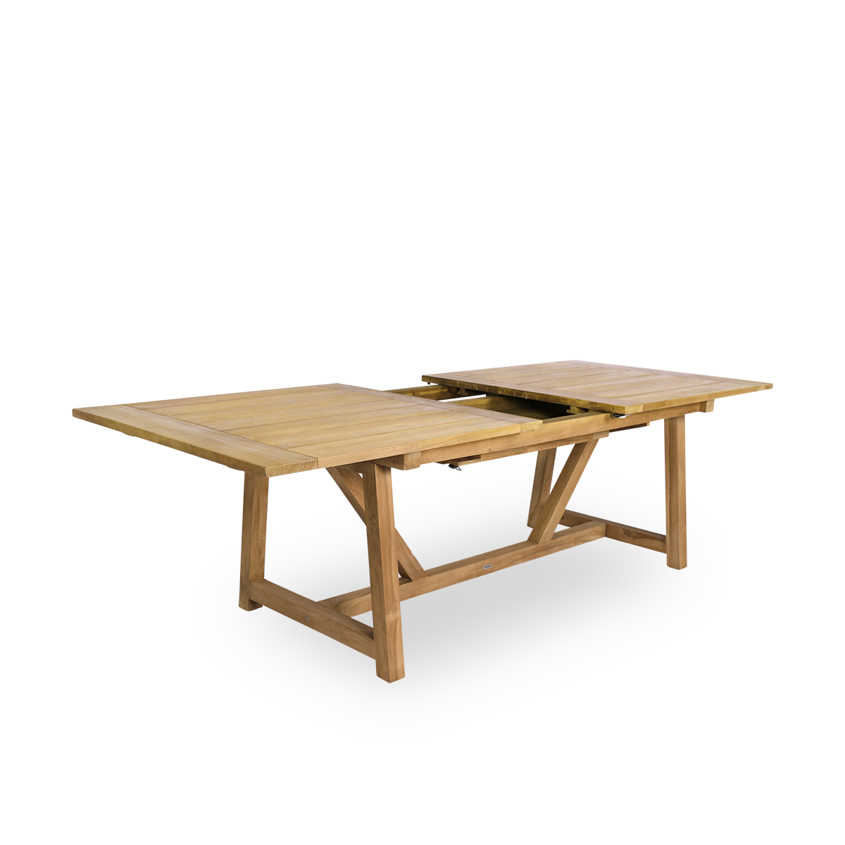 Dies ist ein Nahaufnahmebild von George Exterior Extendable Table 200(280) in outdoor Teak.