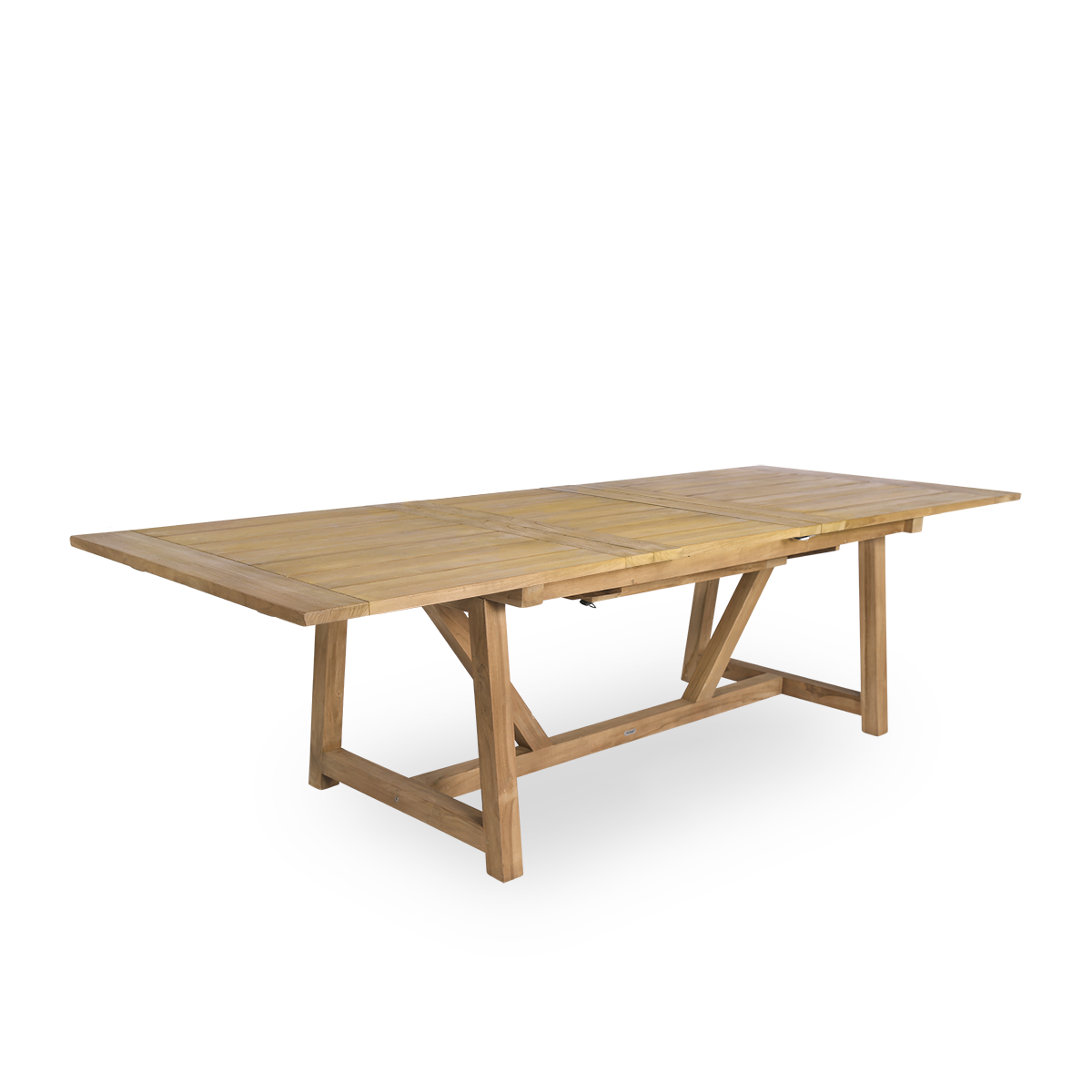 Dies ist ein Nahaufnahmebild von George Exterior Extendable Table 200(280) in outdoor Teak.