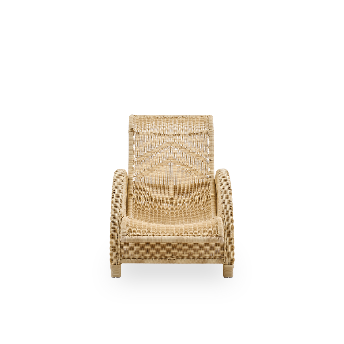 Vorderansicht des Paris Outdoor-Loungestuhls, ikonisches Design von Arne Jacobsen.
Aluminiumrahmen vollständig mit ArtFibre geflochten.