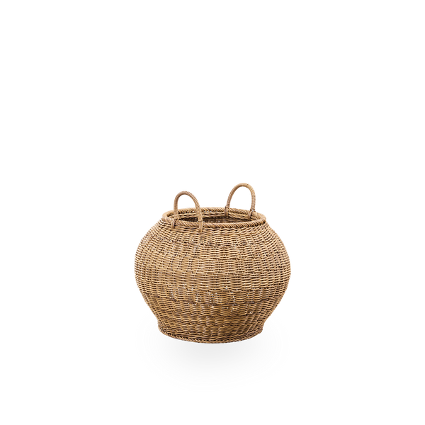 Smilla Outdoor-Korb mit Griffen in Kastanienbraun, handgewebt aus 70 % recyceltem und 30 % neuem ArtFibre. Großer Outdoor-Korb, Höhe 57 cm.
