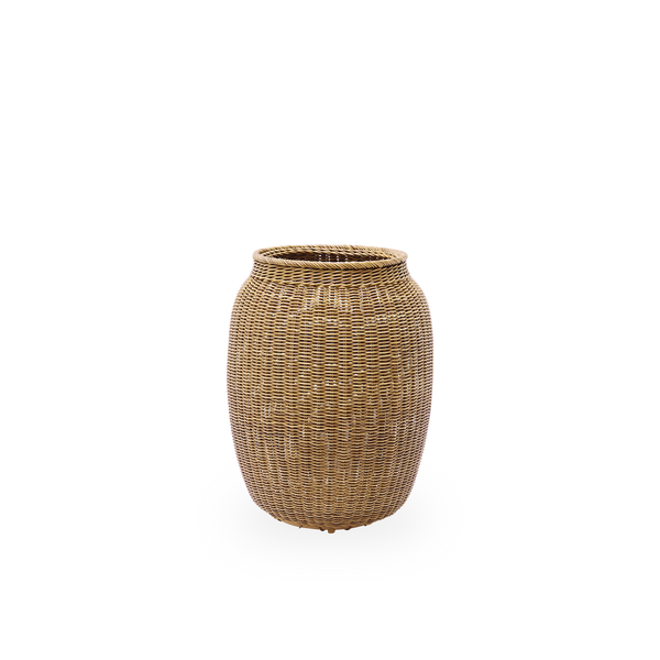 Alma Outdoor-Korb in Kastanienfarbe, handgeflochten aus 70% recyceltem und 30% neuem ArtFibre. Ø60 cm.