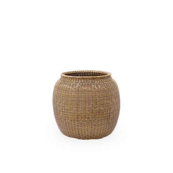 Alma Outdoor-Korb in Kastanienfarbe, handgeflochten aus 70% recyceltem und 30% neuem ArtFibre. Ø77 cm.