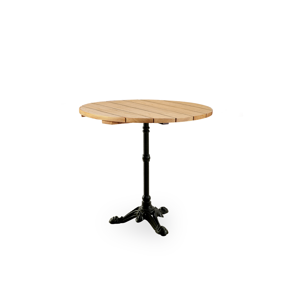 Dies ist ein Bild vom Lyon Café Table-Fuß mit Teakplatte.