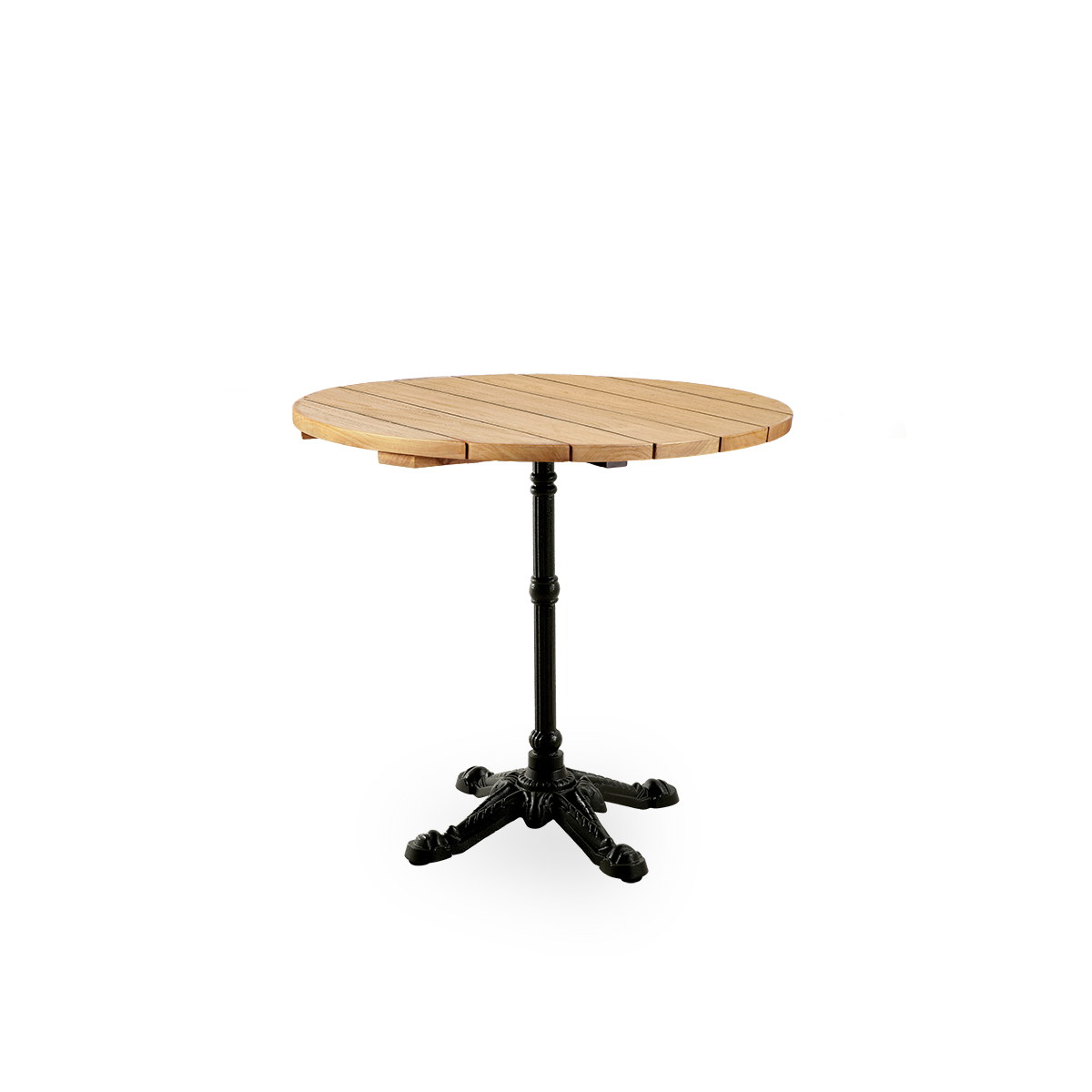 Dies ist ein Bild vom Lyon Café Table-Fuß mit Teakplatte.