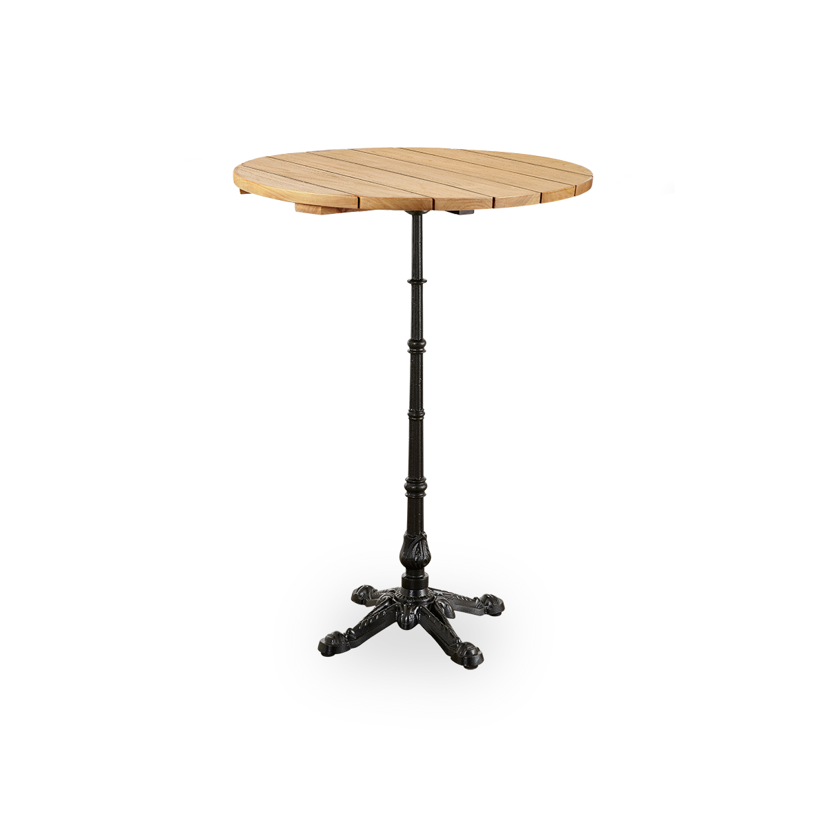 Dies ist ein Bild vom Lyon Café Table-Fuß mit Teakplatte.