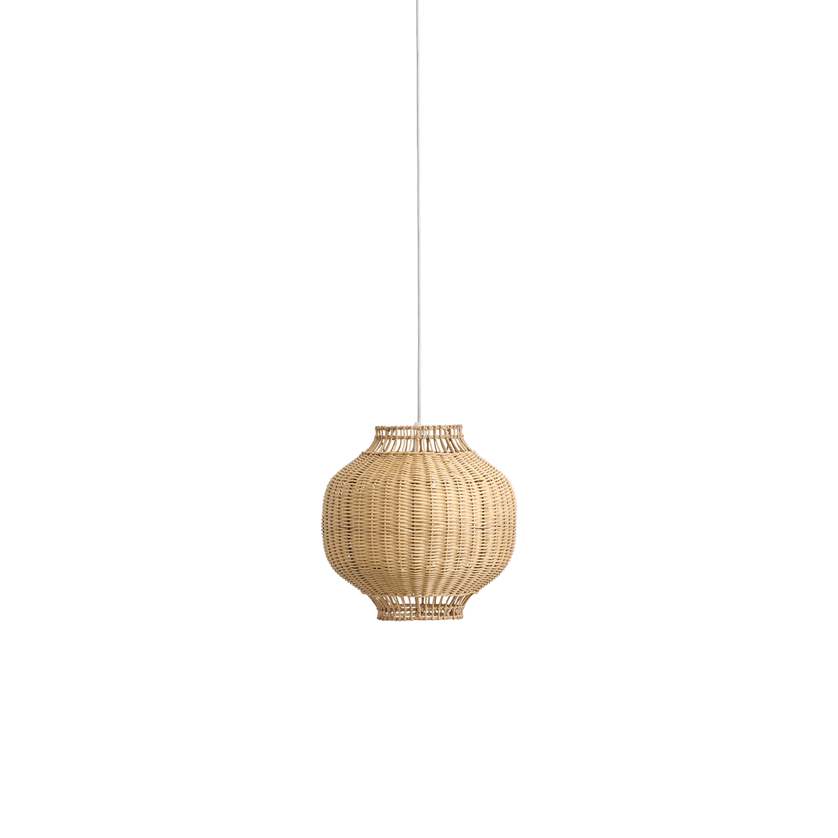 Tomos Rattan-Lampenschirm von Jin Kuramoto. Japanisch inspirierter Lampenschirm, handgefertigt aus Rattan mit innerem Stahlrahmen für gutes Gewicht und Stabilität.