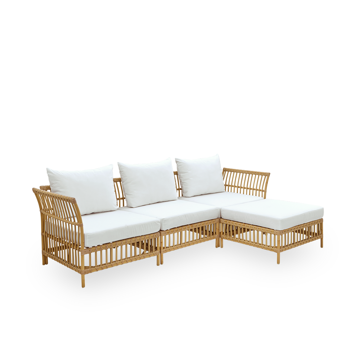 Dies ist ein Nahaufnahmebild von Maggie Sofa Corner Module in natural aluminium artfibre.