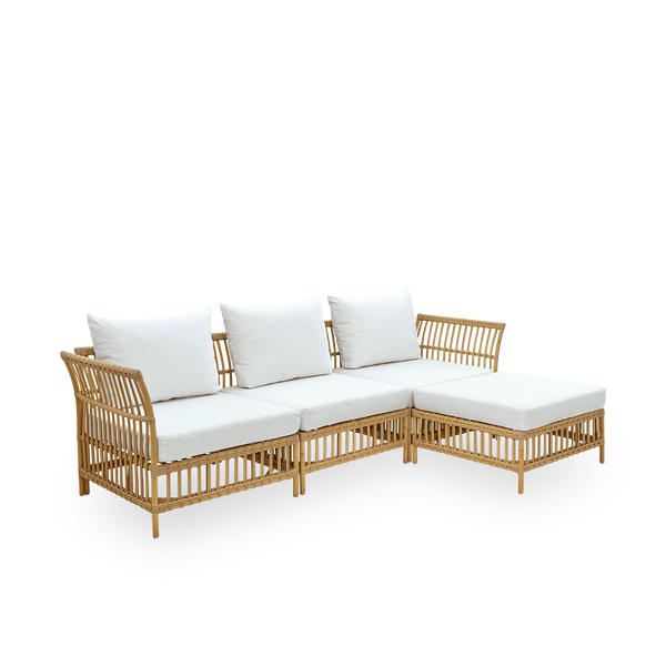 Dies ist ein Nahaufnahmebild von Maggie Sofa Corner Module in natural aluminium artfibre.