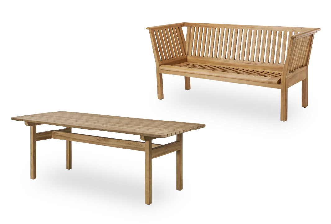 St Catherine teak bench and Tobias teak table by Arne Jacobsen.png__PID:6bf7f225-cd8a-46ad-aac0-2ade4f44ab9c